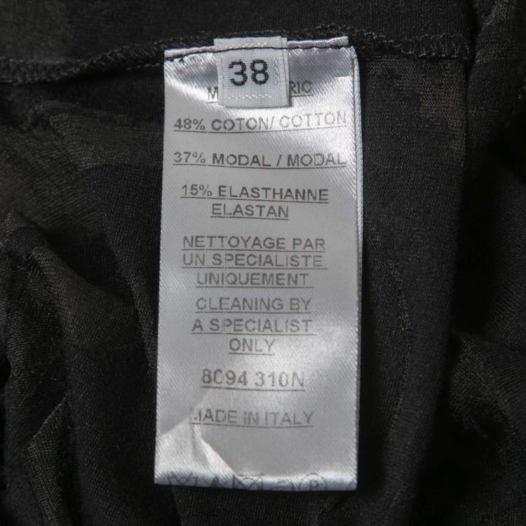 Pre Owned Balmain Black Mesh & Jersey Button Embellished Top M