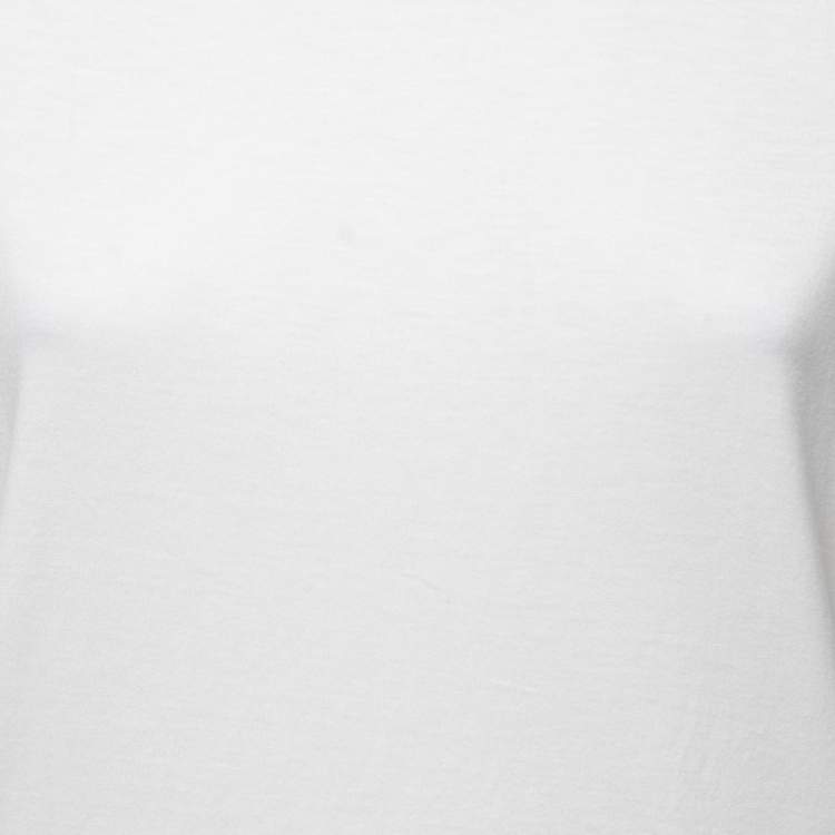 Pre Owned Balmain White Cotton Knit Distressed Detail T-Shirt S
