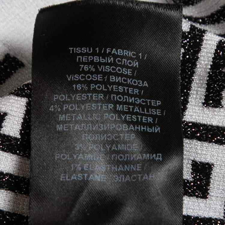 Pre Owned Balmain Black/White Lurex Knit Bodycon Mini Dress M
