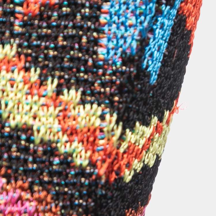 Pre Owned Balmain Multicolor Patterned Knit Deep V-Neck Bodycon Dress M