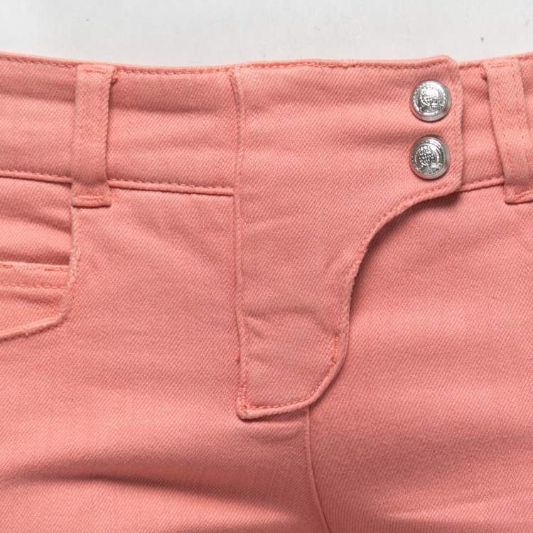 Pre Owned Balmain Pink Denim Buttoned Skinny Jeans M Waist 30"