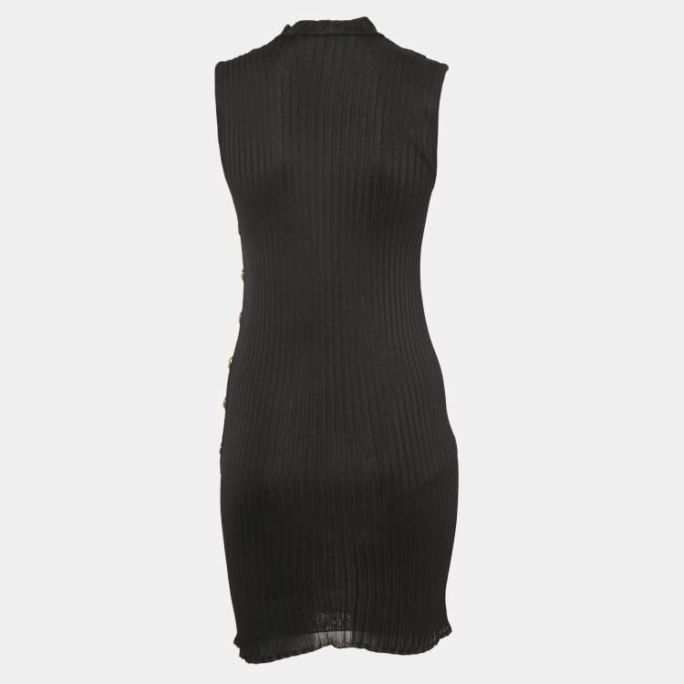 Pre Owned Balmain Black Knit Turtleneck Sleeveless Fitted Mini Dress M