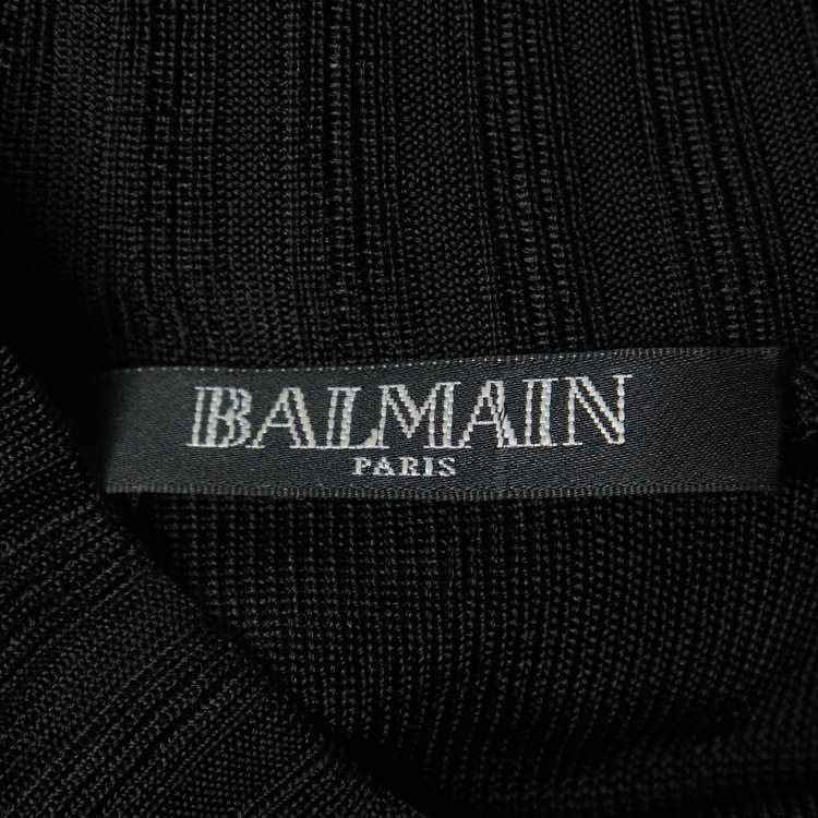 Pre Owned Balmain Black Knit Turtleneck Sleeveless Fitted Mini Dress M