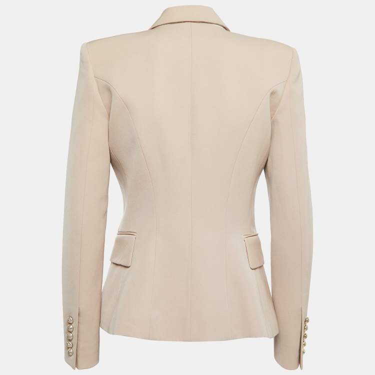 Pre Owned Balmain Beige Wool Double-Breasted Blazer M