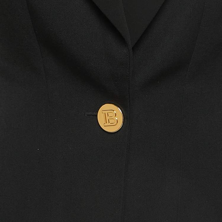 Pre Owned Balmain Black Wool Single-Button Blazer M