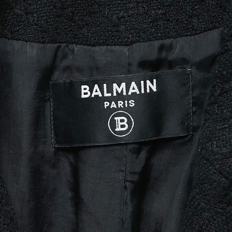 Pre Owned Balmain Black Tweed Double-Breasted Blazer S