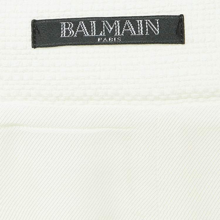 Pre Owned Balmain White Cotton Double Breasted Mini Skirt S