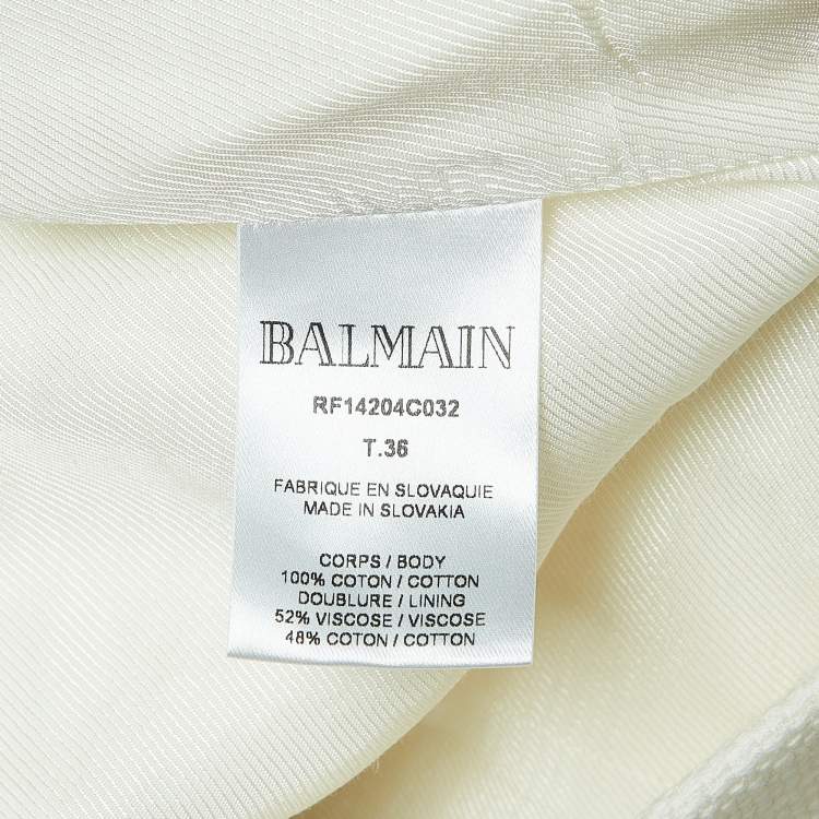 Pre Owned Balmain White Cotton Double Breasted Mini Skirt S