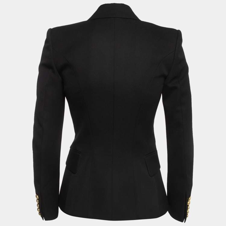Pre Owned Balmain Black Wool Double Breasted Blazer S