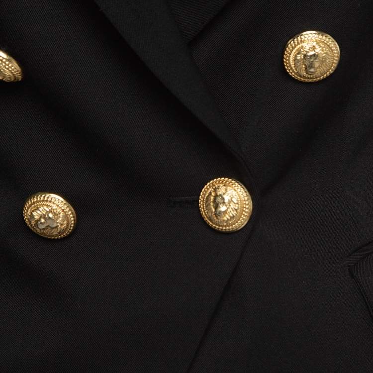 Pre Owned Balmain Black Wool Double Breasted Blazer S
