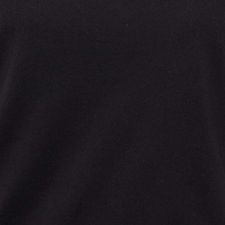 Pre Owned Balmain Black Cotton Knit & Tulle Trim Detail T-Shirt S