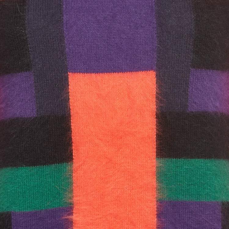 Pre Owned Balmain Multicolor Colorblock Patterned Angora Sweater S