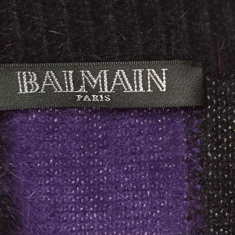 Pre Owned Balmain Multicolor Colorblock Patterned Angora Sweater S