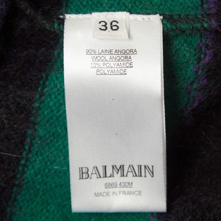 Pre Owned Balmain Multicolor Colorblock Patterned Angora Sweater S