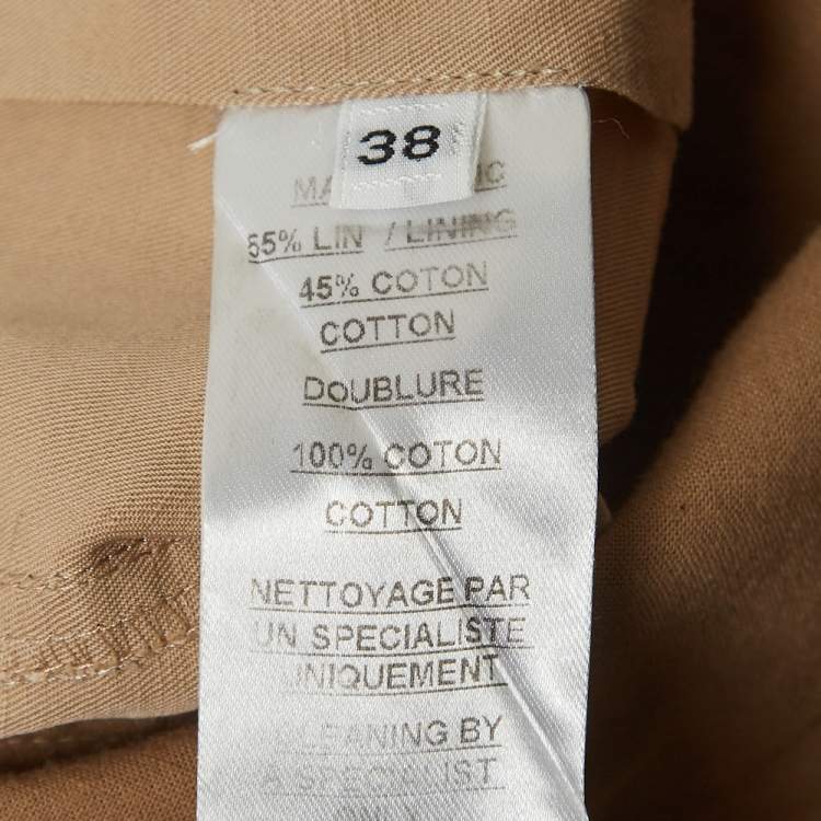 Pre Owned Balmain Beige Linen Blend Cargo Shorts M