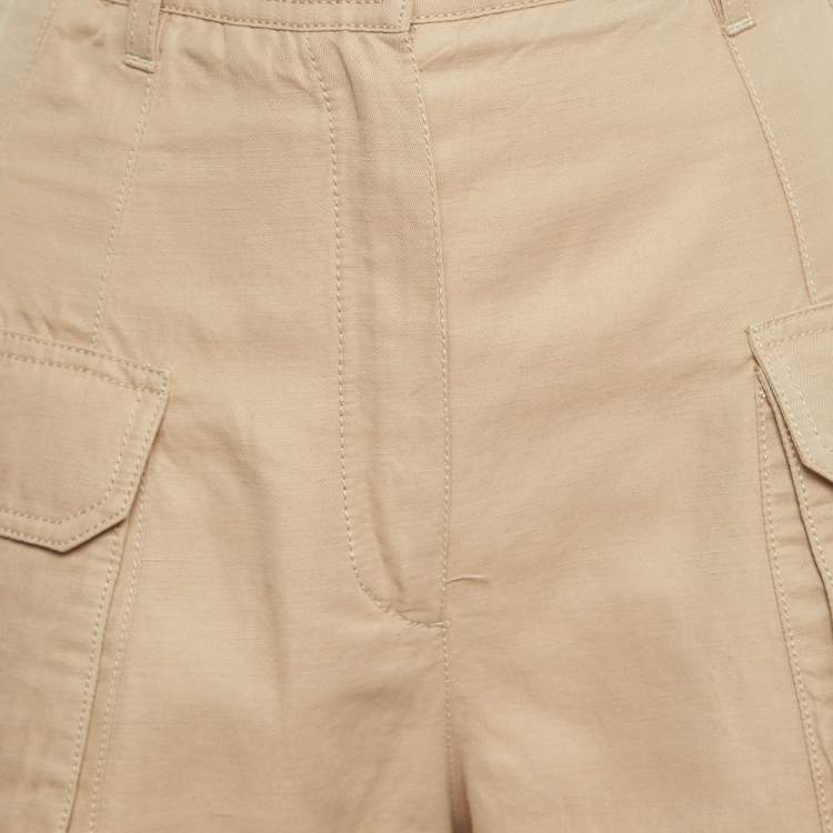 Pre Owned Balmain Beige Linen Blend Cargo Shorts M
