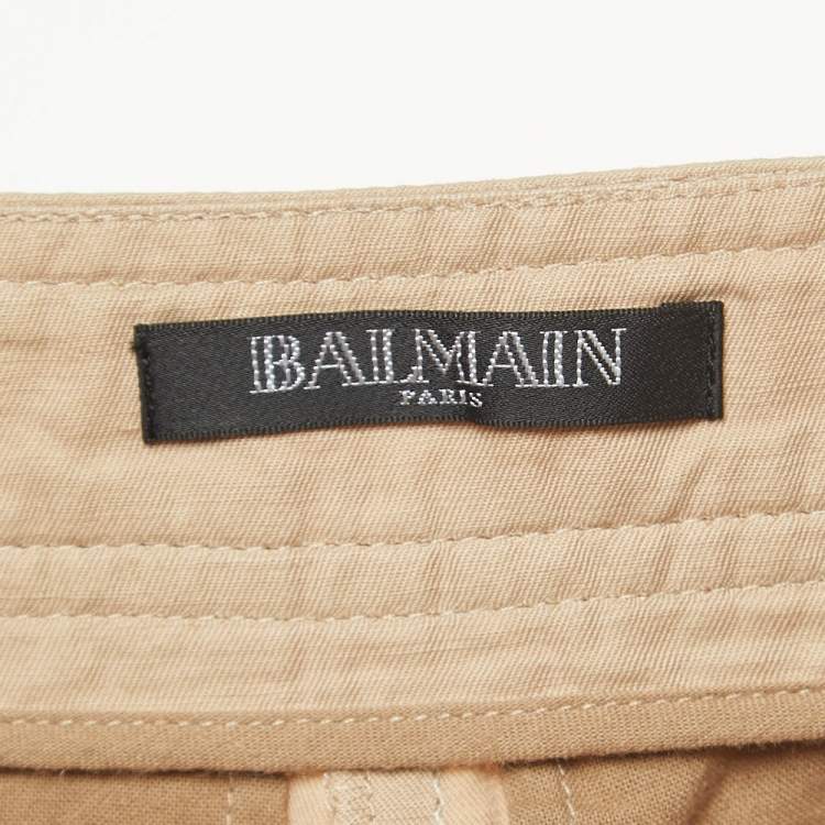 Pre Owned Balmain Beige Linen Blend Cargo Shorts M