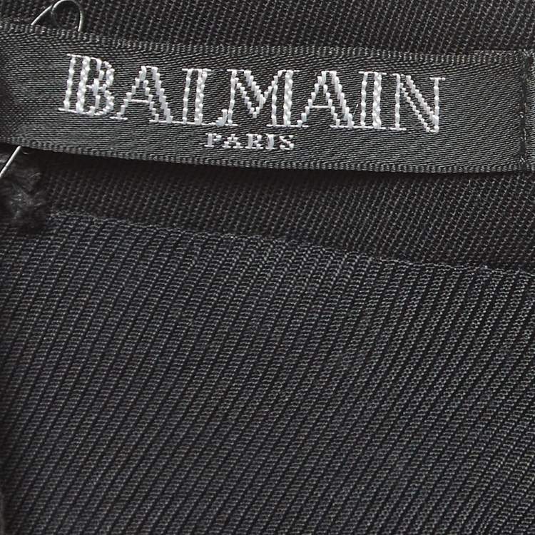 Pre Owned Balmain Black Wool Double Breasted Sleeveless Mini Dress M