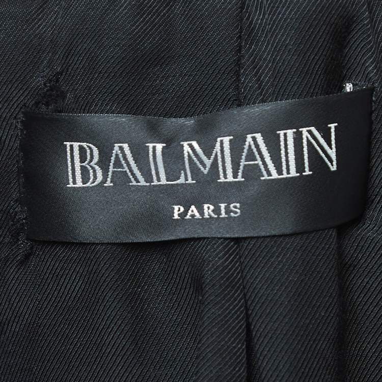 Pre Owned Balmain Black Leather Double Breasted Jacket M