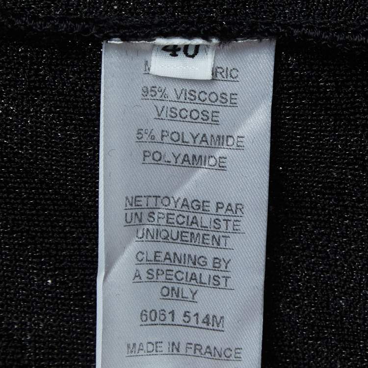 Pre Owned Balmain Black Knit Sheer Bodycon Dress M