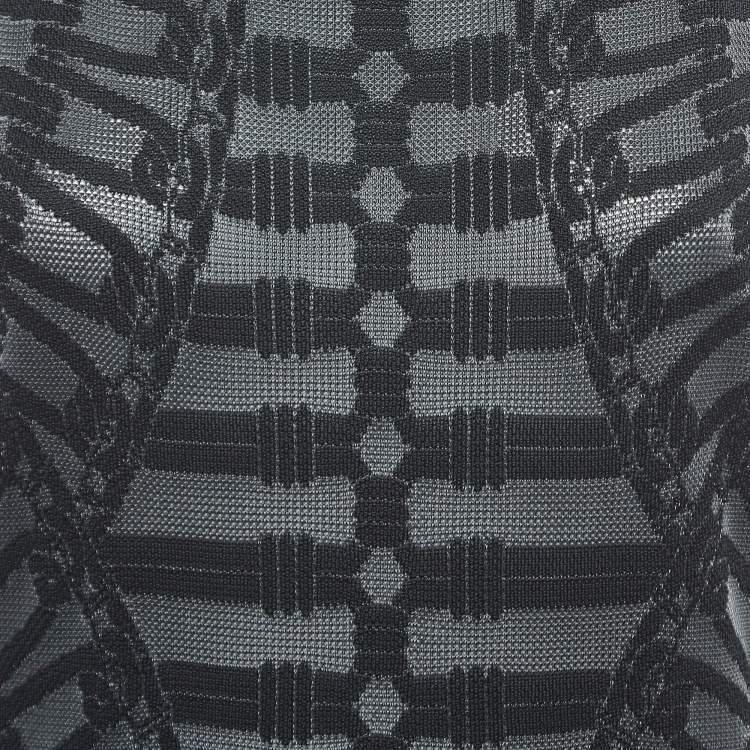 Pre Owned Balmain Black Knit Sheer Bodycon Dress M