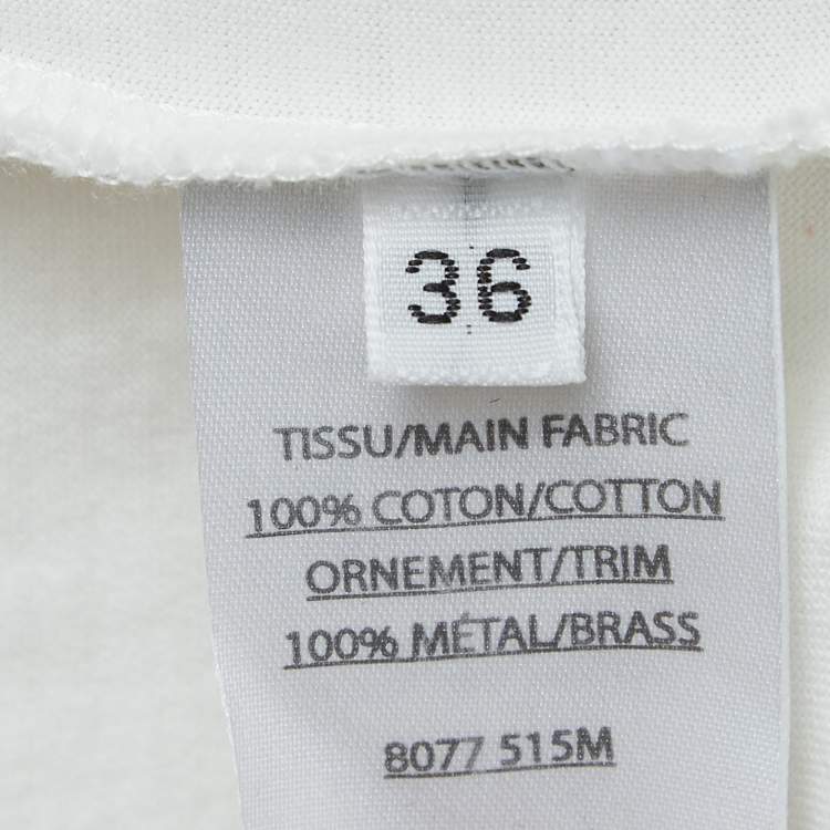 Pre Owned Balmain Off-White Slogan Studded Cotton Tank Top S