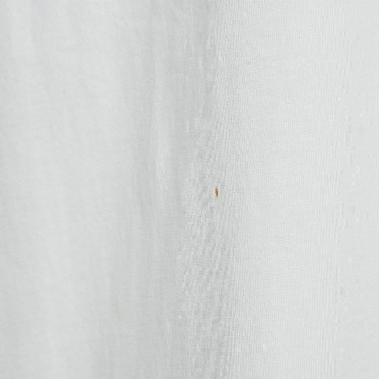 Pre Owned Balmain Off-White Slogan Studded Cotton Tank Top S