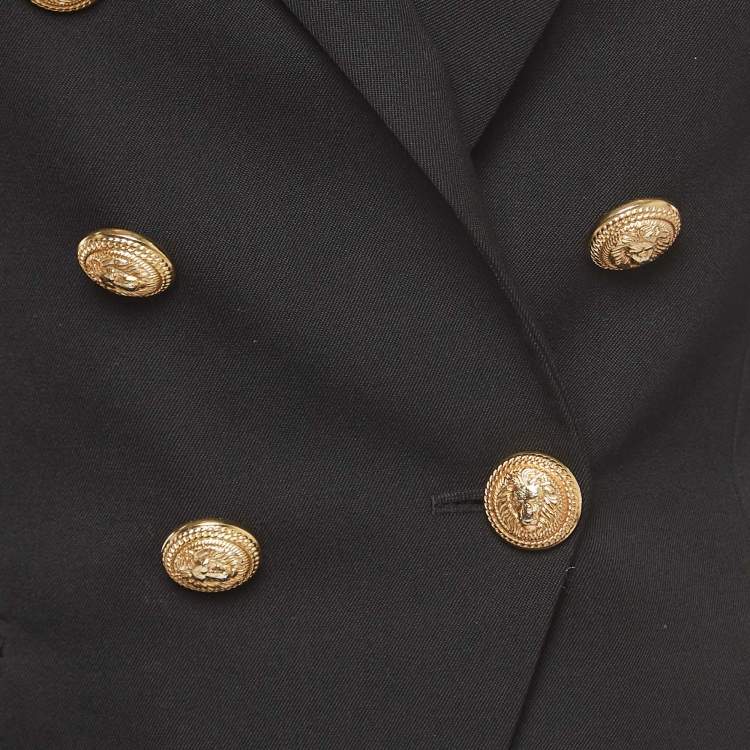 Pre Owned Balmain Black Wool Double-Breasted Blazer S