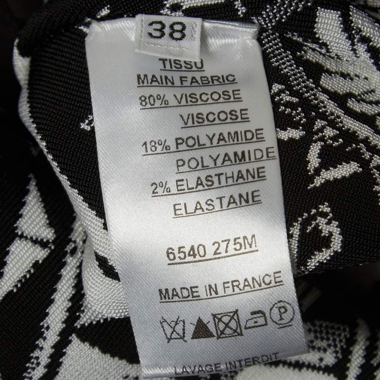 Pre Owned Balmain Black/White Jacquard Knit Mini Bodycon Dress M