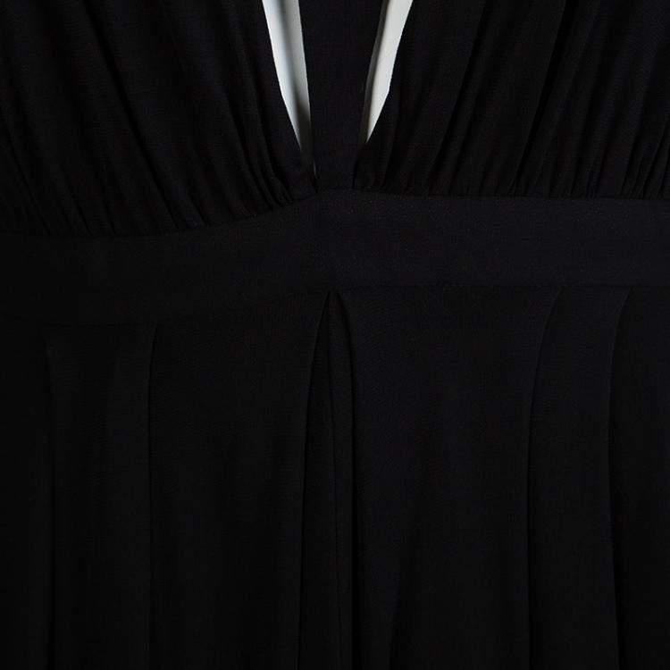 Pre Owned Balmain Black Triangular Front Detail Sleeveless Dress S