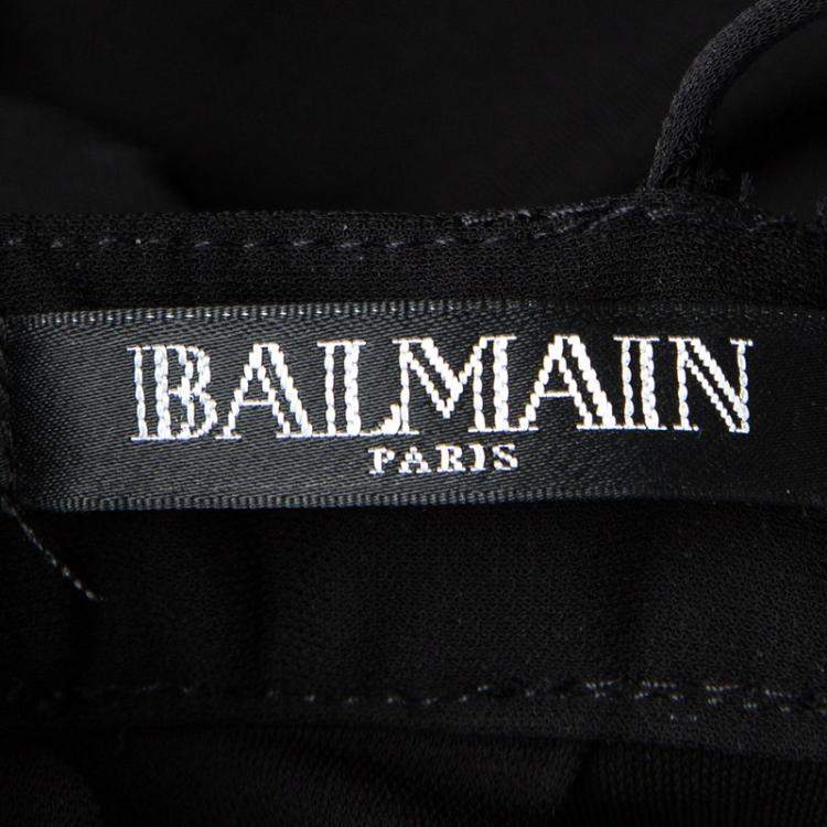 Pre Owned Balmain Black Triangular Front Detail Sleeveless Dress S