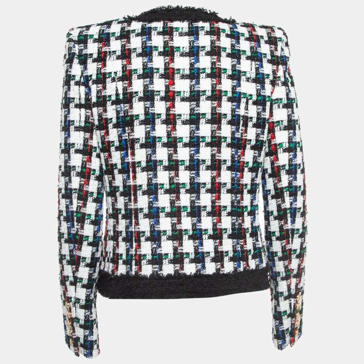 Pre Owned Balmain Multicolor Tweed Collarless Jacket M