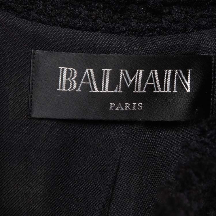 Pre Owned Balmain Multicolor Tweed Collarless Jacket M