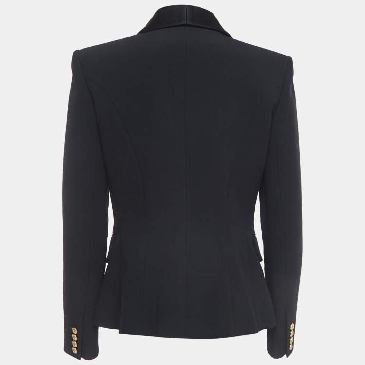 Pre Owned Balmain Black Crepe Double Breasted Blazer L