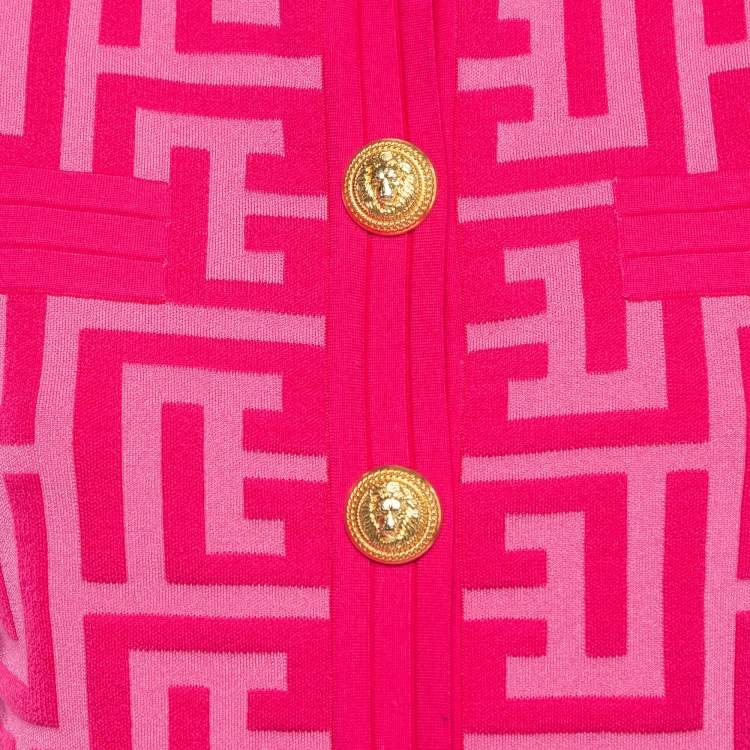 Pre Owned Balmain X Barbie Pink Jacquard Knit Jacket S