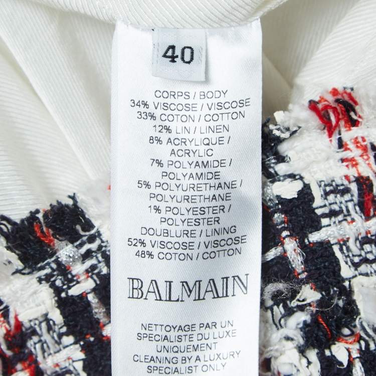 Pre Owned Balmain Multicolor Tweed Button Detail Mini Skirt M