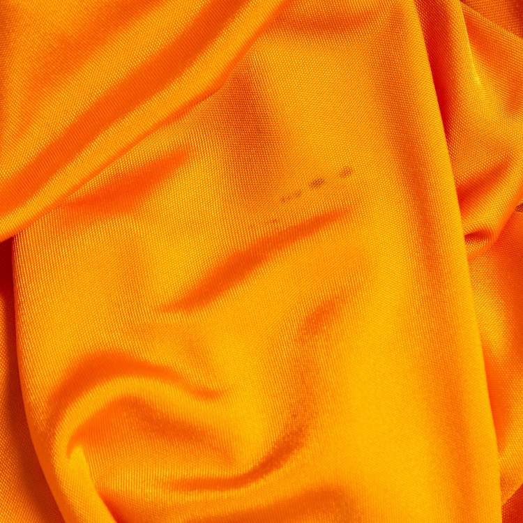 Pre Owned Balmain Orange Jersey High Slit Draped Maxi Skirt S