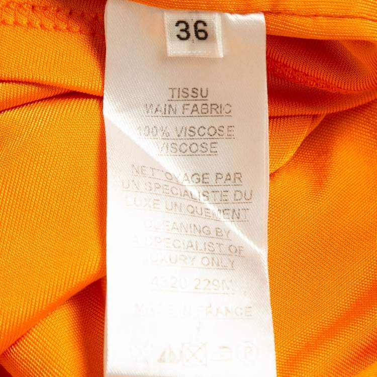 Pre Owned Balmain Orange Jersey High Slit Draped Maxi Skirt S