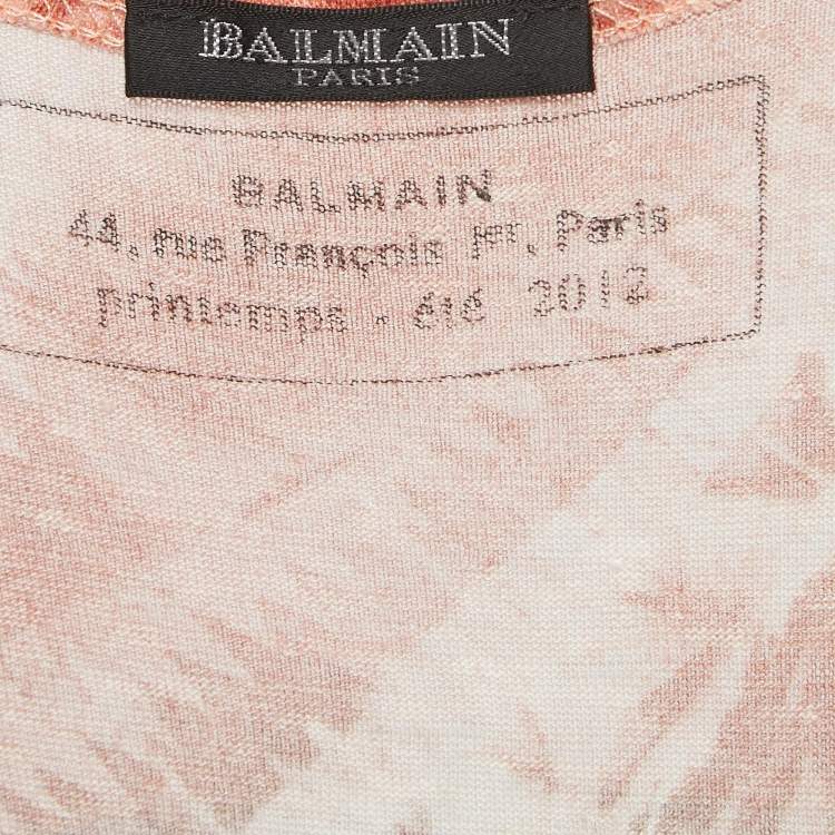 Pre Owned Balmain Pink Printed Linen Knit Tank Top S