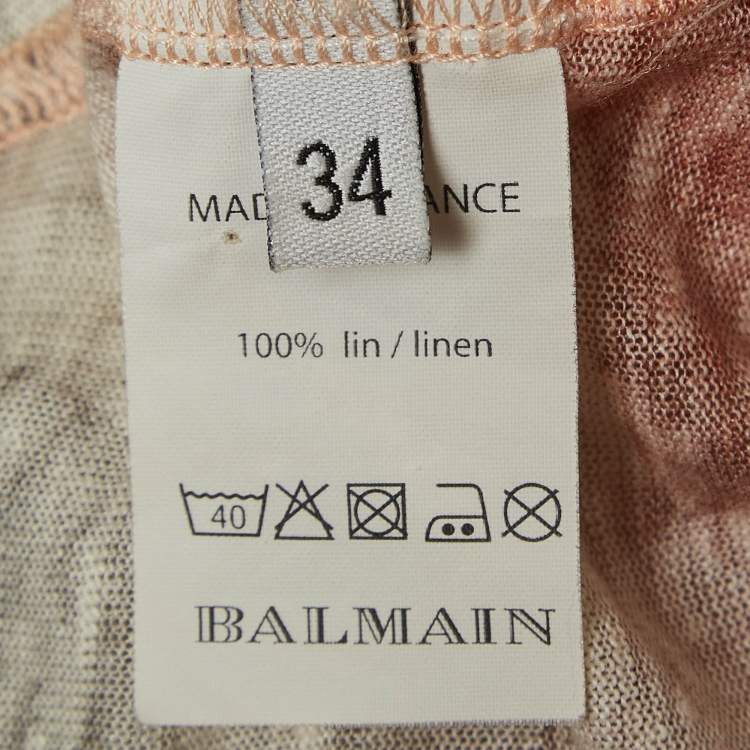 Pre Owned Balmain Pink Printed Linen Knit Tank Top S
