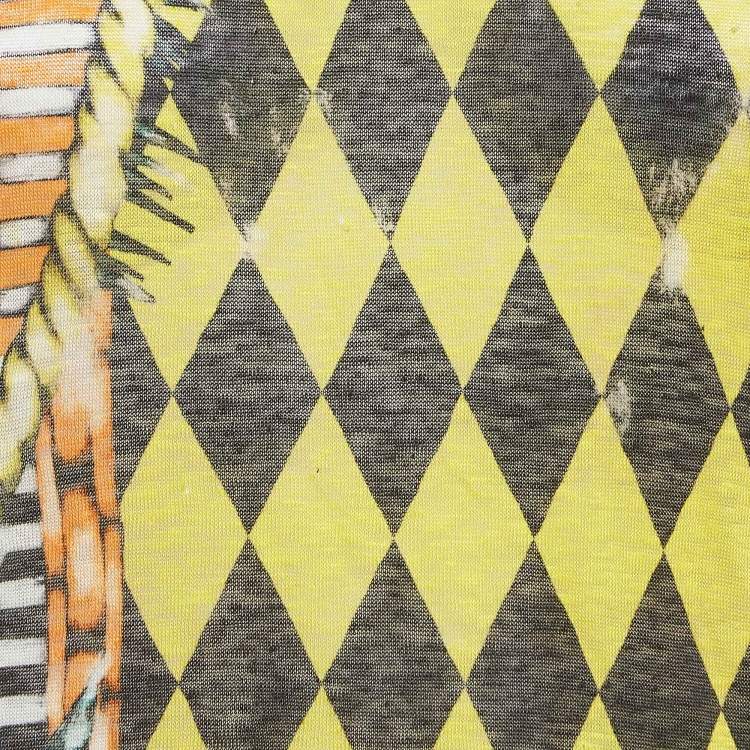 Pre Owned Balmain Vintage Multicolor Printed Linen Knit Buttoned Detail Tank Top M   