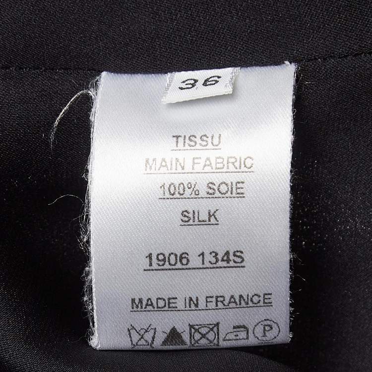 Pre Owned Balmain Black Satin Silk Deep Neck Draped Blouse S
