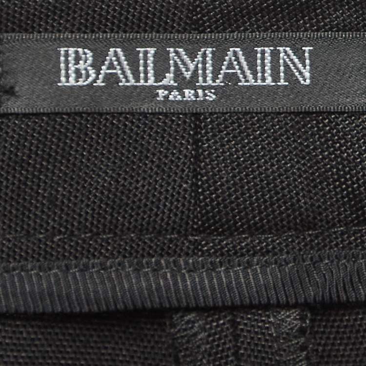 Pre Owned Balmain Black Gabardine Flared Trousers S
