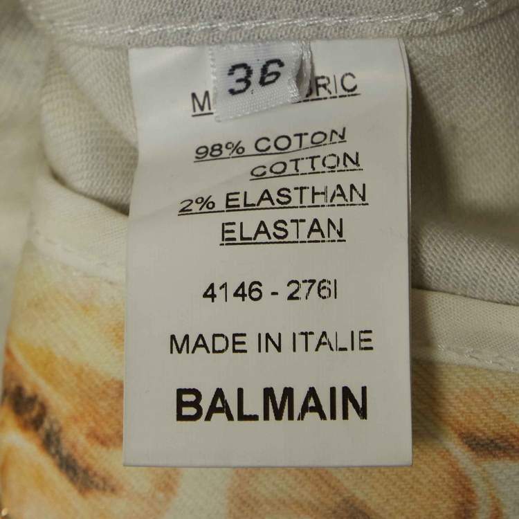 Pre Owned Balmain Grey Checked Cotton Buttoned Detail Mini Skirt S