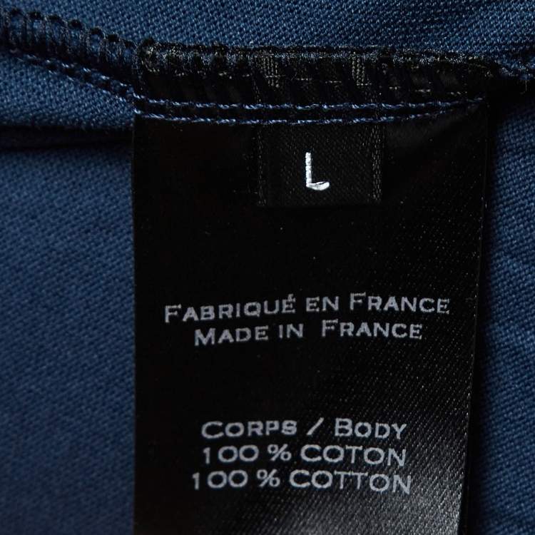 Pre Owned Balmain Navy Blue Logo Print Cotton Half Sleeve T-Shirt L