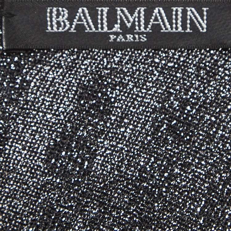 Pre Owned Balmain Metallic Lurex Knit Crystal Embellished Mini Dress S