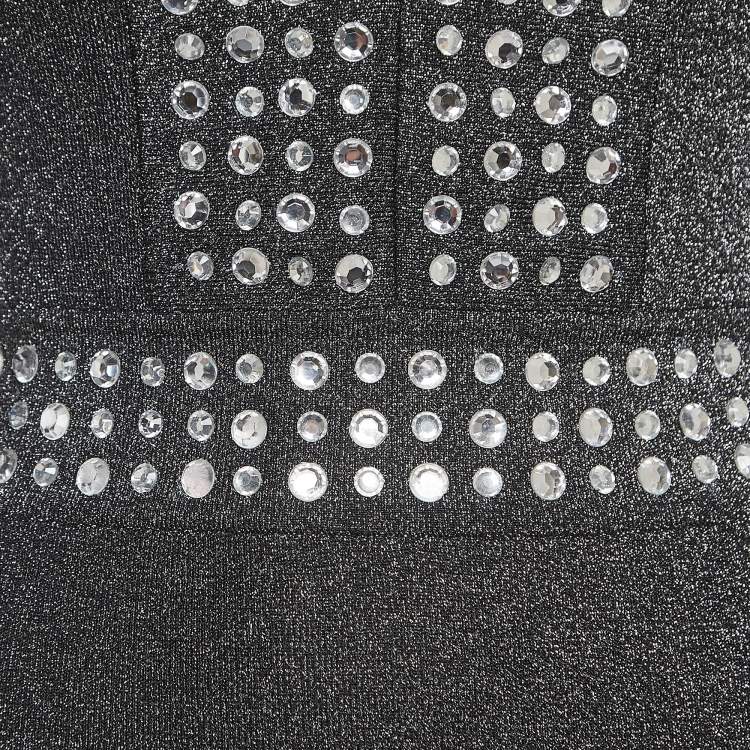Pre Owned Balmain Metallic Lurex Knit Crystal Embellished Mini Dress S