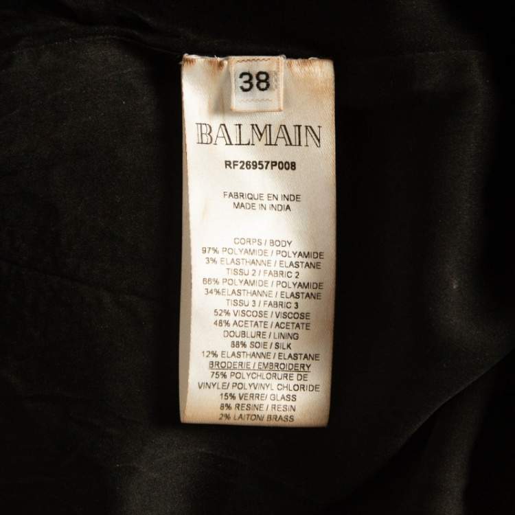 Pre Owned Balmain Black Multicolor Sequin Embellished Mini Dress M