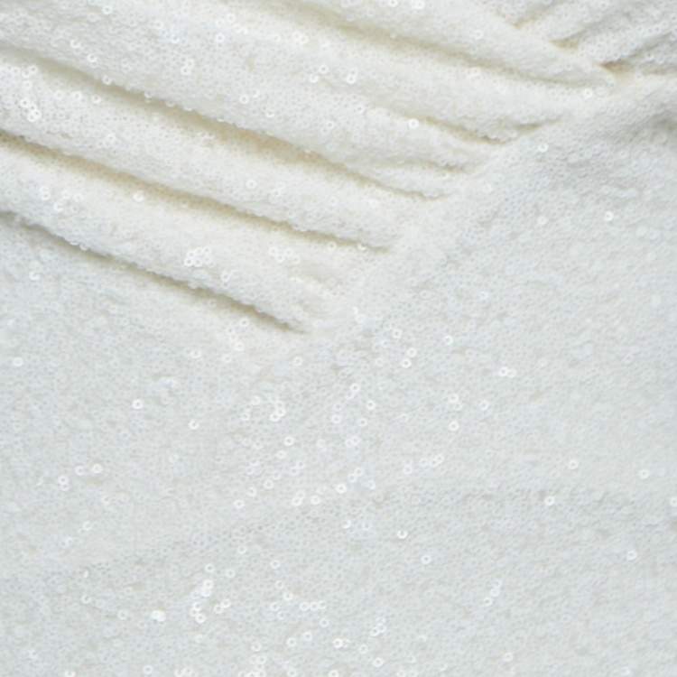 Pre Owned Balmain Off White Sequin Sleeveless Dress S