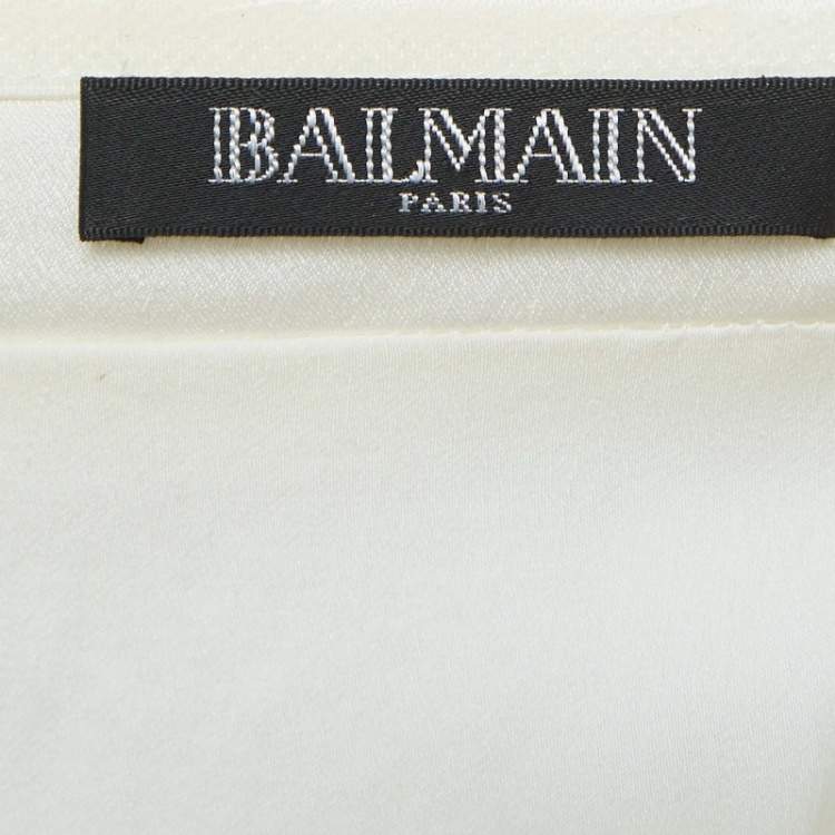 Pre Owned Balmain Off White Sequin Sleeveless Dress S